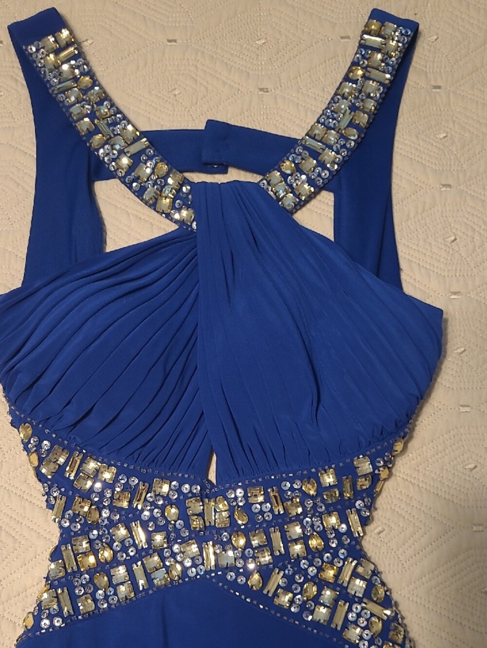 Betsy & Adam Royal Blue Embellished Gown Size 4 - Picture 3 of 5